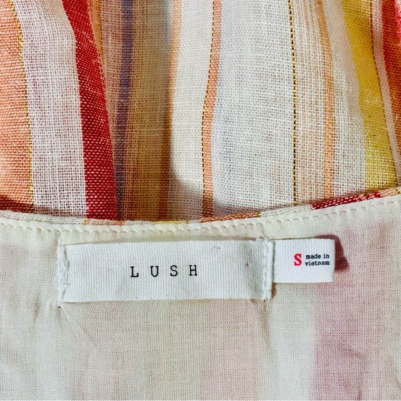 NWOT Lush Women’s Peach & Orange Striped Linen Blend Sleeveless Sun Dress Size S - Picture 8 of 8